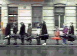bus queue of violinists